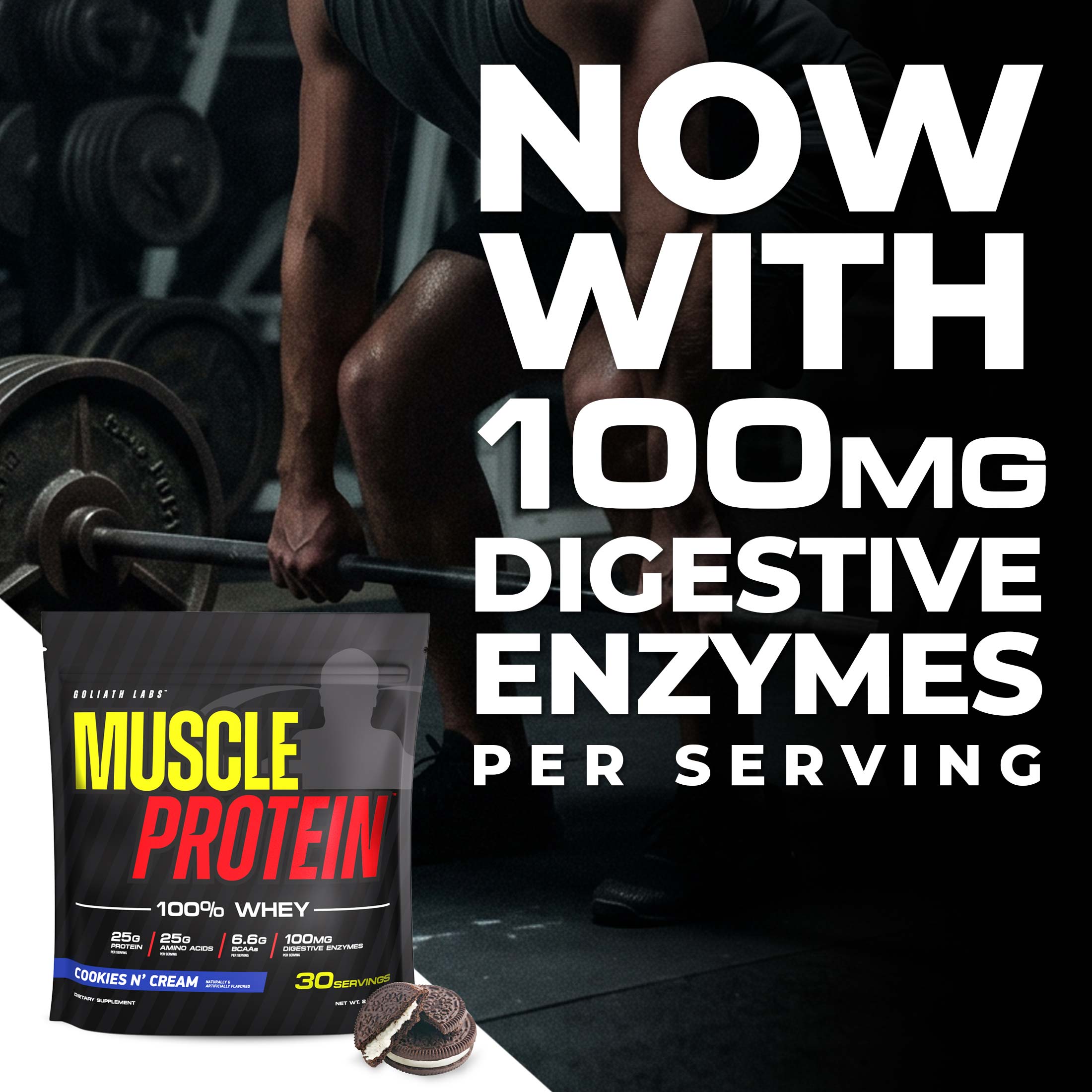 Introducing the New Muscle Protein 2.2 lb Pouch Same Trusted Formula. New Portable Packaging