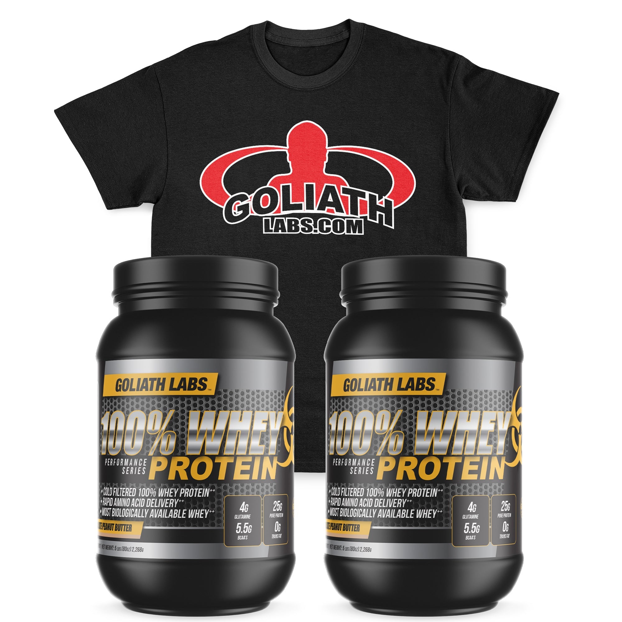 2 x 5 lbs 100% Whey Protein & T-Shirt Combo - Goliath Labs™