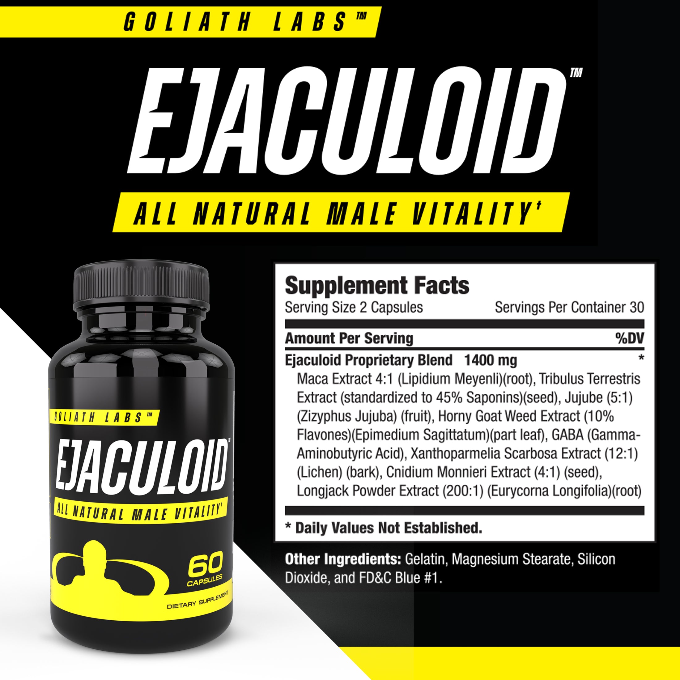 Superior edition of Goliath Labs Ejaculoid supplement featuring advanced ingredients for improving male vitality, stamina, and intimate performance.