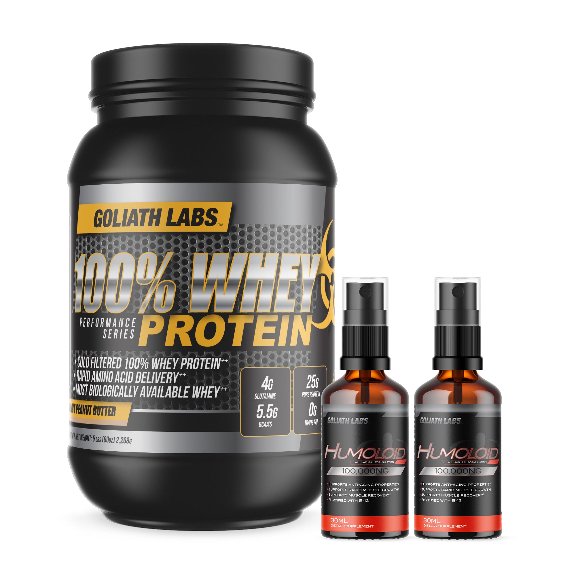 5 lbs 100% Whey Protein & Humoloid Liquid Combo