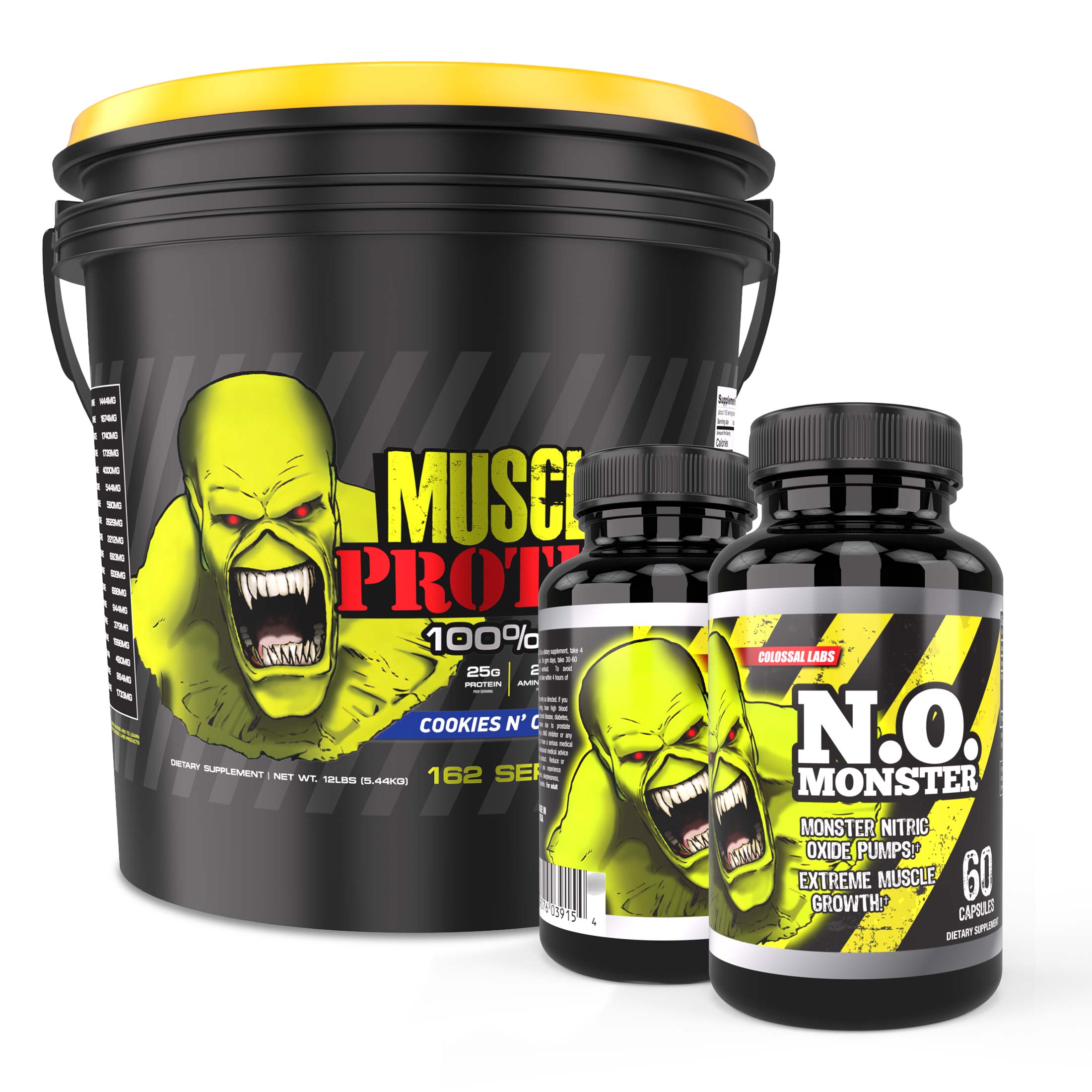 12 lbs Bucket Muscle Protein & N.O. Stack Combo