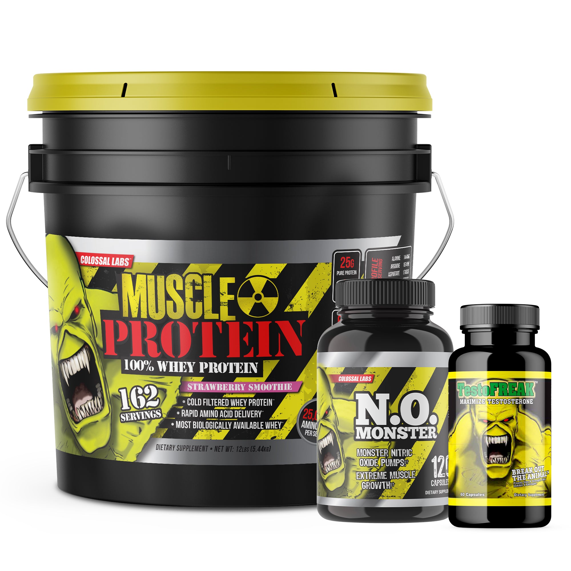 12 lbs Bucket Muscle Protein & N.O. Stack Combo
