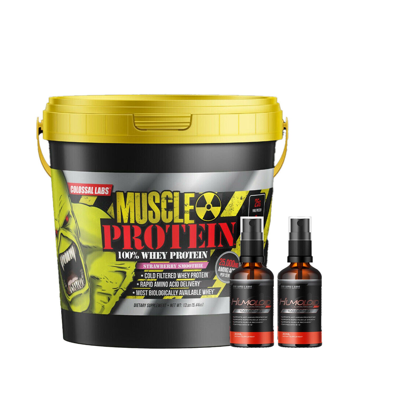 12 lbs Bucket Muscle Protein & 2 x Humoloid Liquid Combo